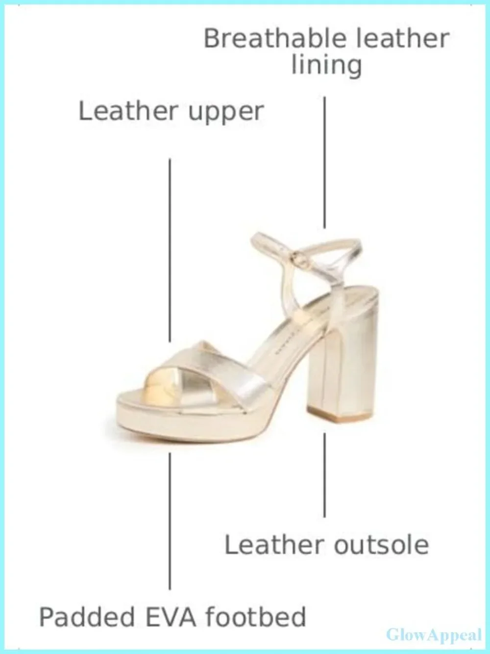 Platform Sandals Leather Ankle Strap Almond Toe Block Heel